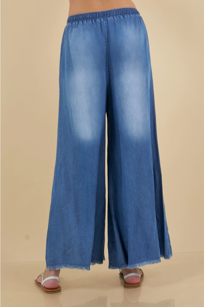 Wide Leg Chambray Pants