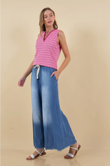 Wide Leg Chambray Pants