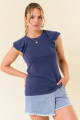 Flutter Sleeve Modal Ribbed Top