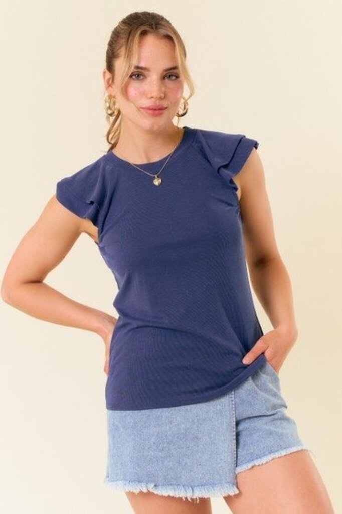 Flutter Sleeve Modal Ribbed Top