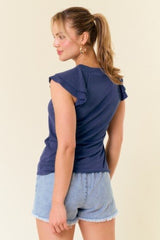 Flutter Sleeve Modal Ribbed Top