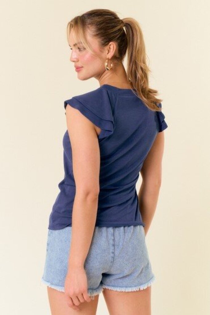 Flutter Sleeve Modal Ribbed Top