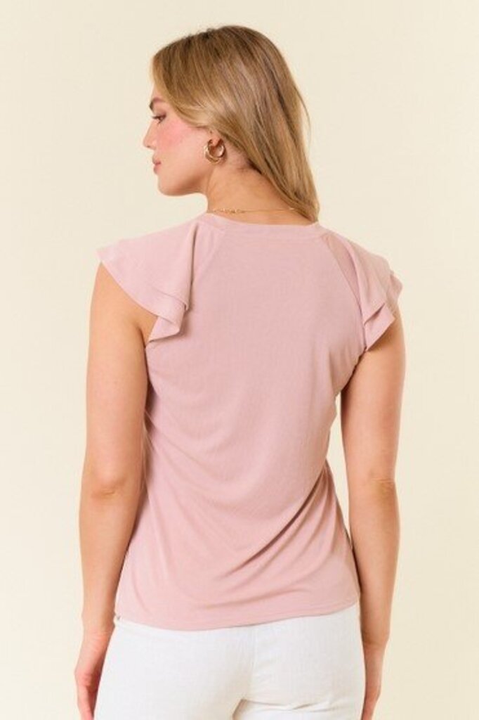 Flutter Sleeve Modal Ribbed Top