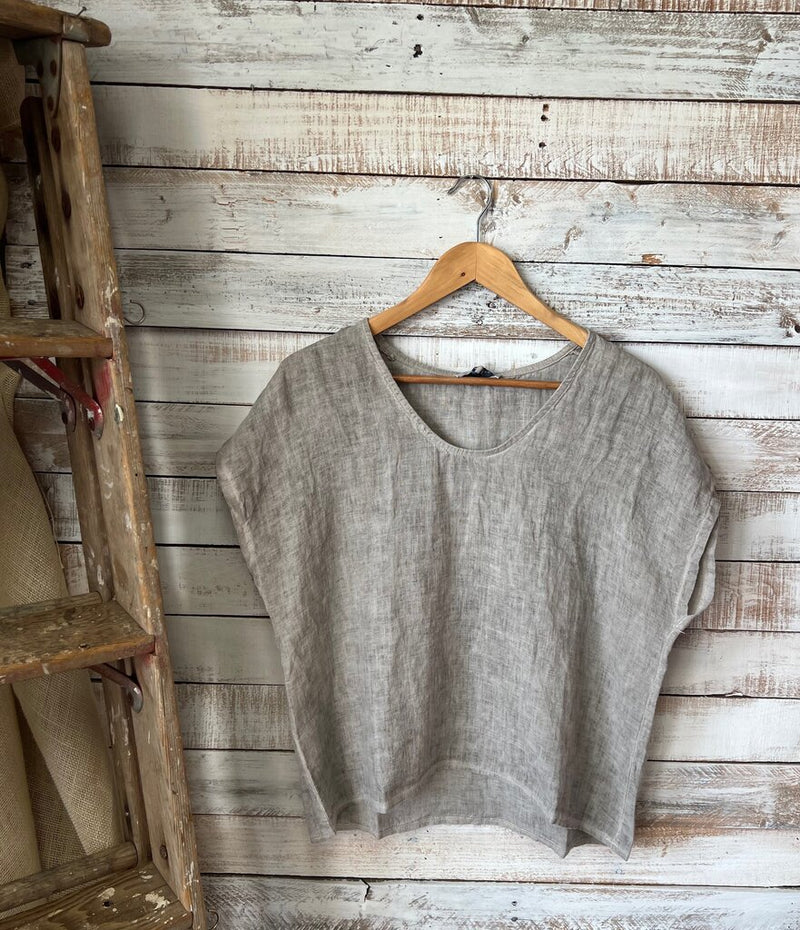 Cap Sleeve Linen Top