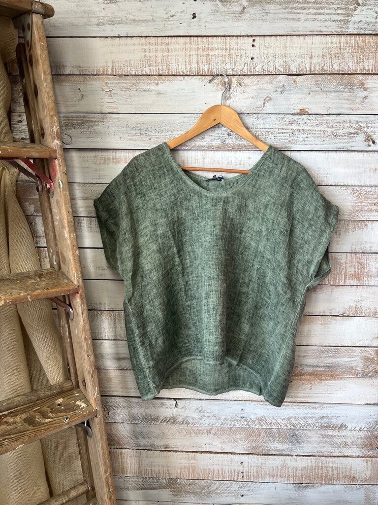 Cap Sleeve Linen Top