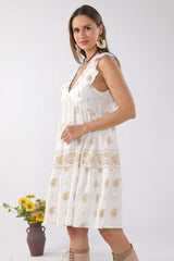 Paisley Embroidered Sleeveless Cover- Up Dress