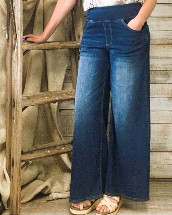 Regular Wide Leg Washed Denim