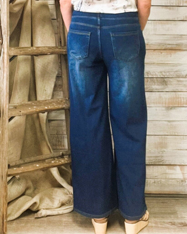 Regular Wide Leg Washed Denim