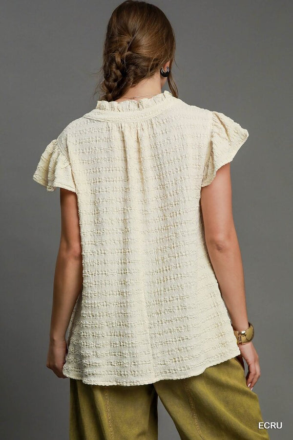 Textured Flutter Sleeve Blouse