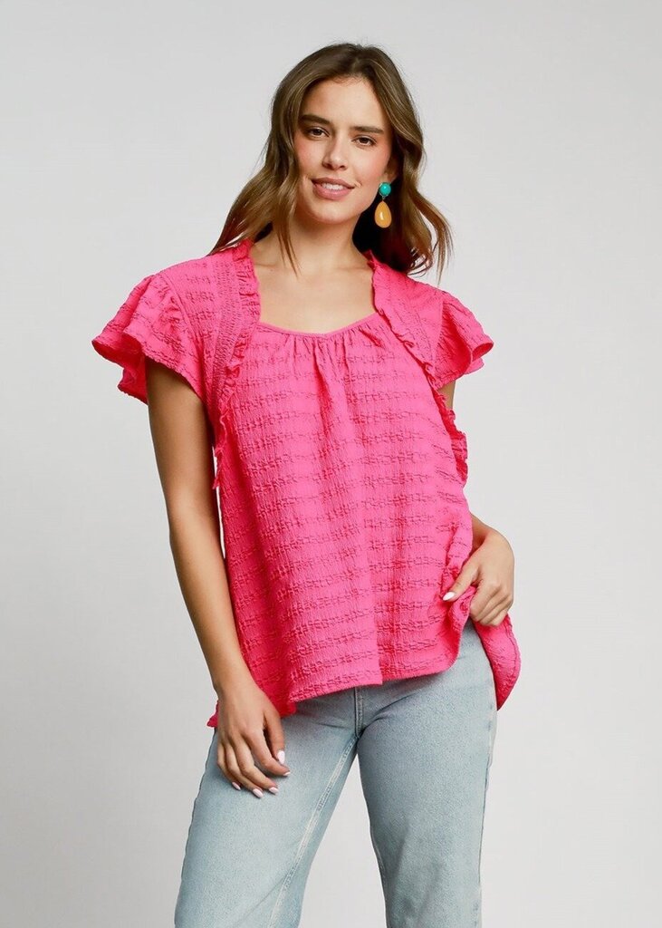 Textured Flutter Sleeve Blouse