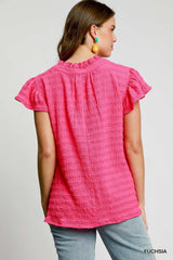 Textured Flutter Sleeve Blouse
