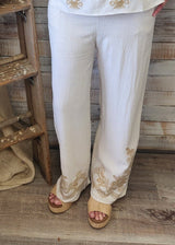 Boho Embroidered Palazzo Pants