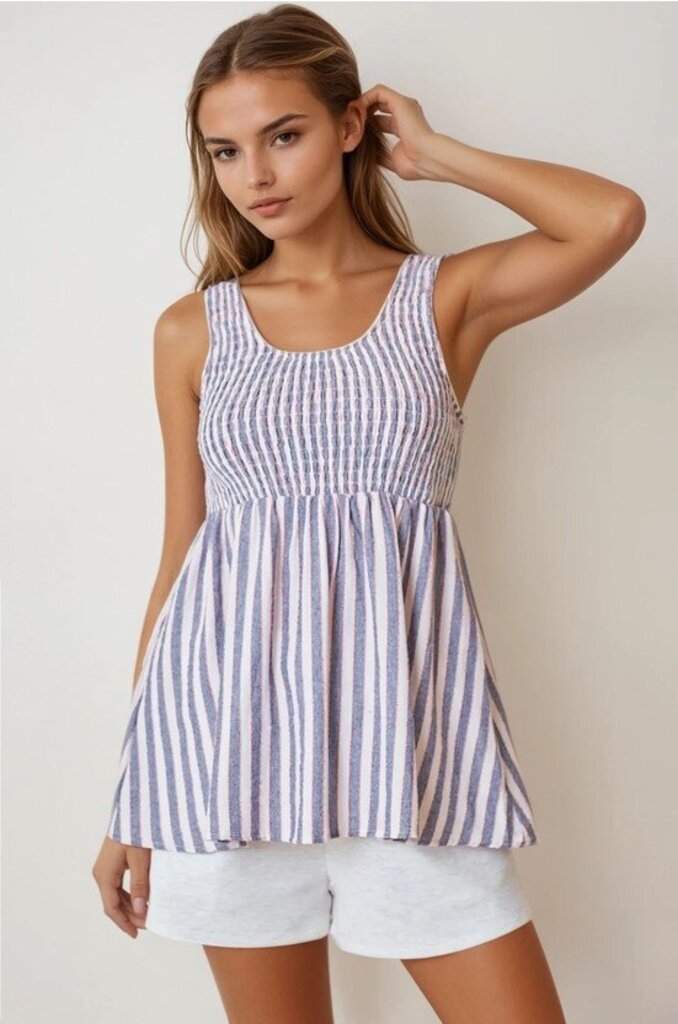 Striped Smock Babydoll Top