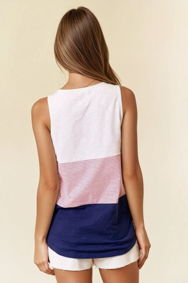 Red White & Blue Sleeveless Top