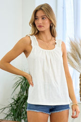 Smocked Sleeveless Top