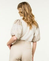 Hand Embroidered Patchwork Puff Sleeve Top