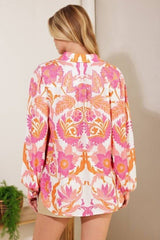 Floral Print Puff Sleeve Blouse