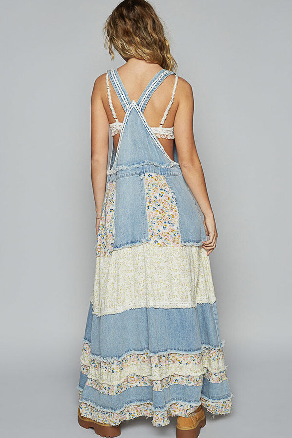 Vintage Washed Front Floral Contrast Dress