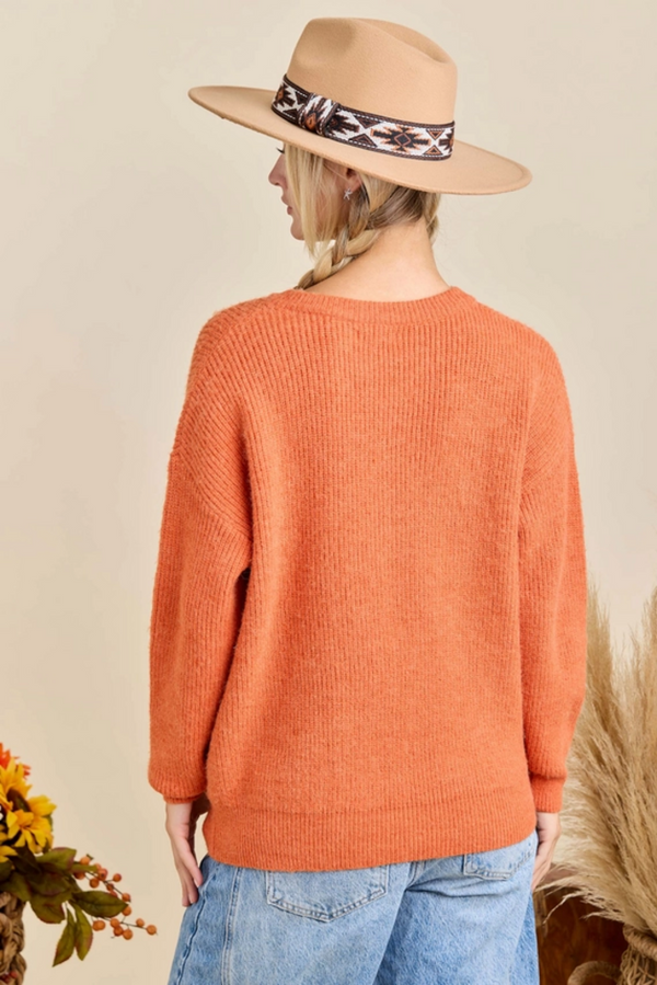 Hello Pumpkin Embroidered Sweater