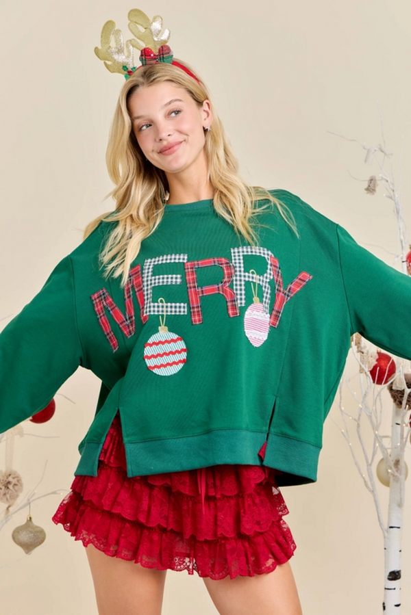 Merry Oversized Patchwork Sweatshirt