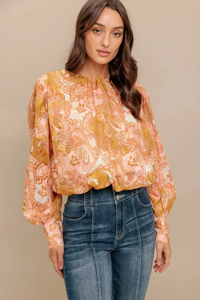 Printed Woven Jacquard Top