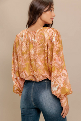 Printed Woven Jacquard Top