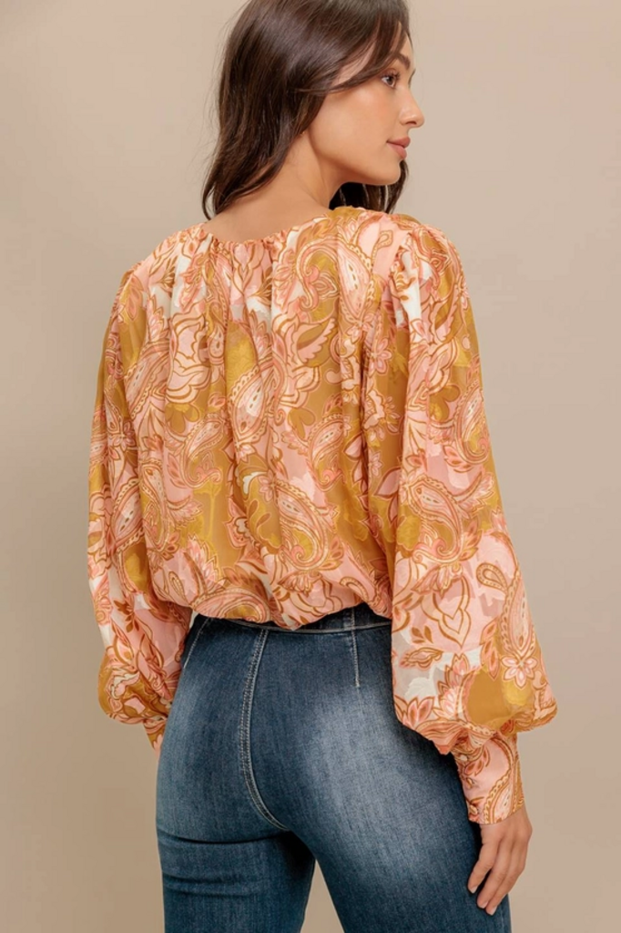 Printed Woven Jacquard Top
