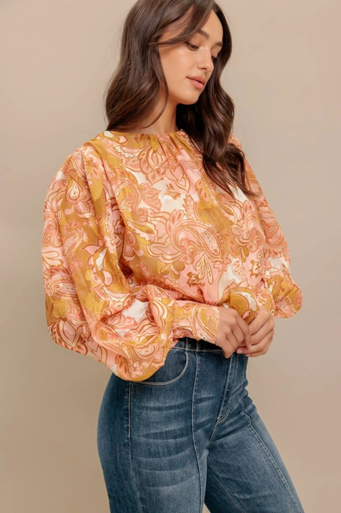 Printed Woven Jacquard Top