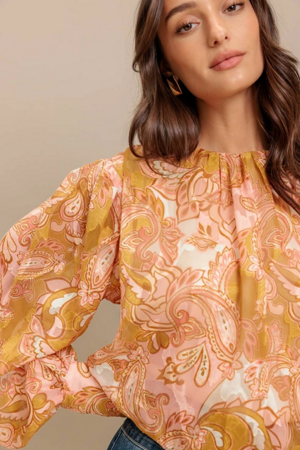 Printed Woven Jacquard Top