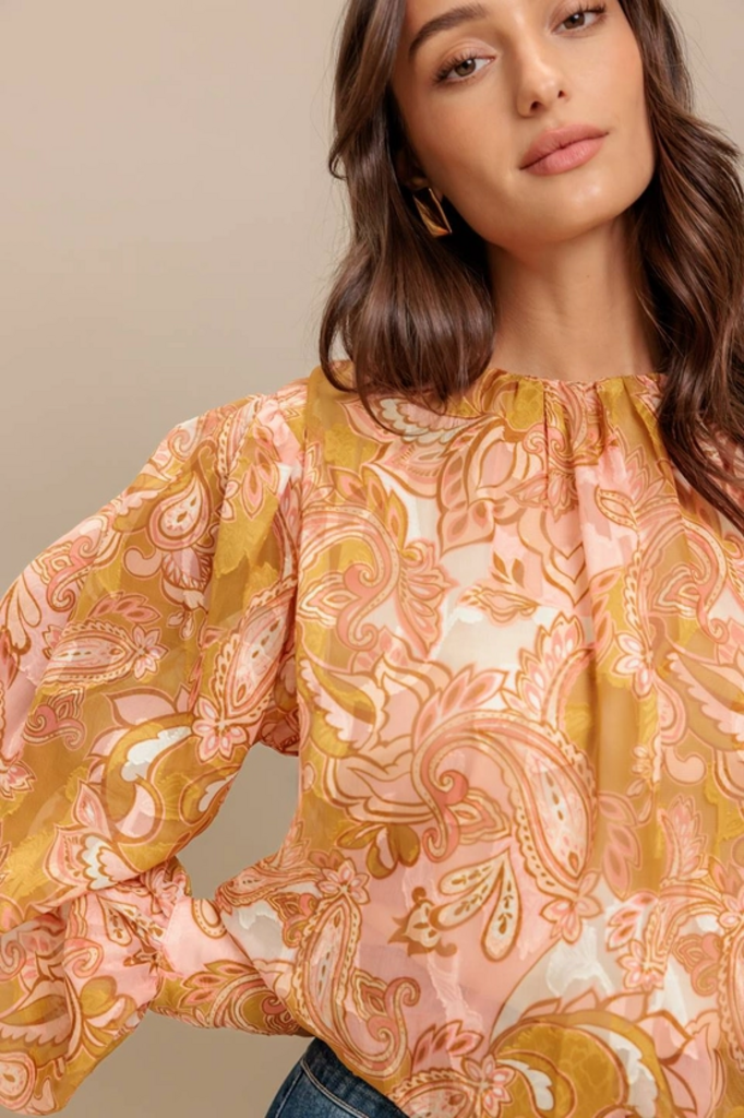 Printed Woven Jacquard Top