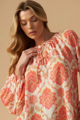Printed Woven Double Tie Blouse