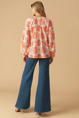 Printed Woven Double Tie Blouse
