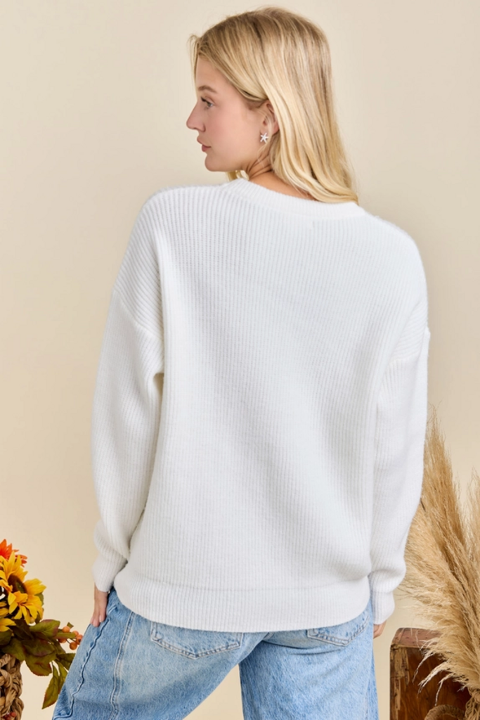 Hello Pumpkin Embroidered Sweater