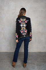 Floral Embroidered Cascade Cardigan