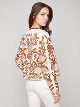 Embroidered Floral Open Front Jacket