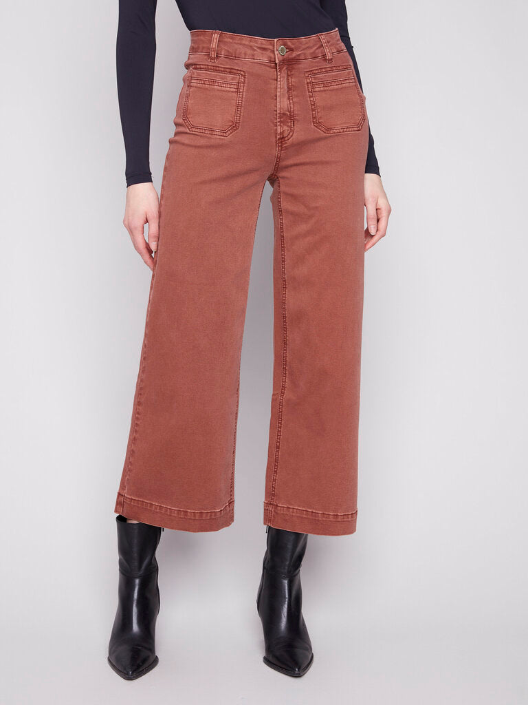 Patch Pocket Flare Twill Pants