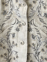 Floral Embroidered Linen Blend Blazer