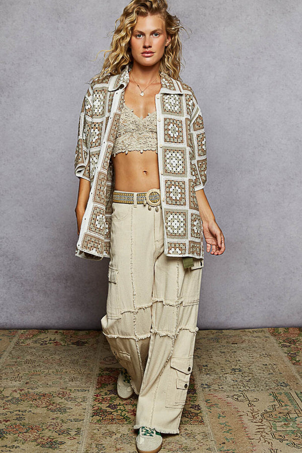 Short Sleeve Crochet Cardigan