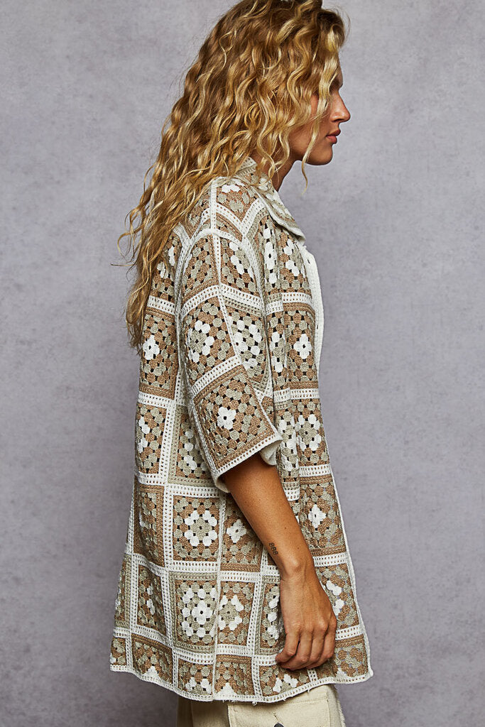 Short Sleeve Crochet Cardigan