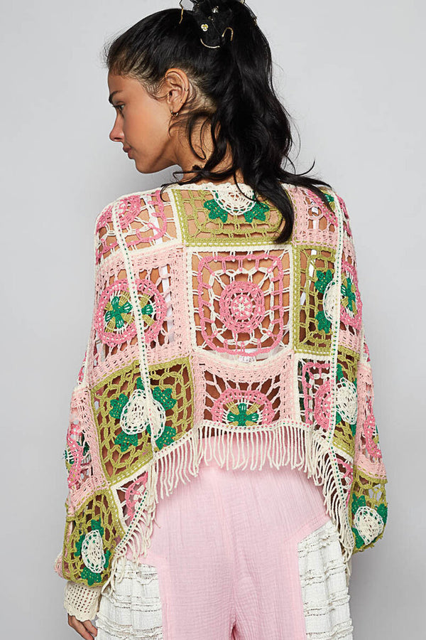 Tassel Cropped Crochet Sweater