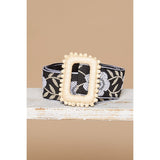 Sqaure Buckle Floral Belt