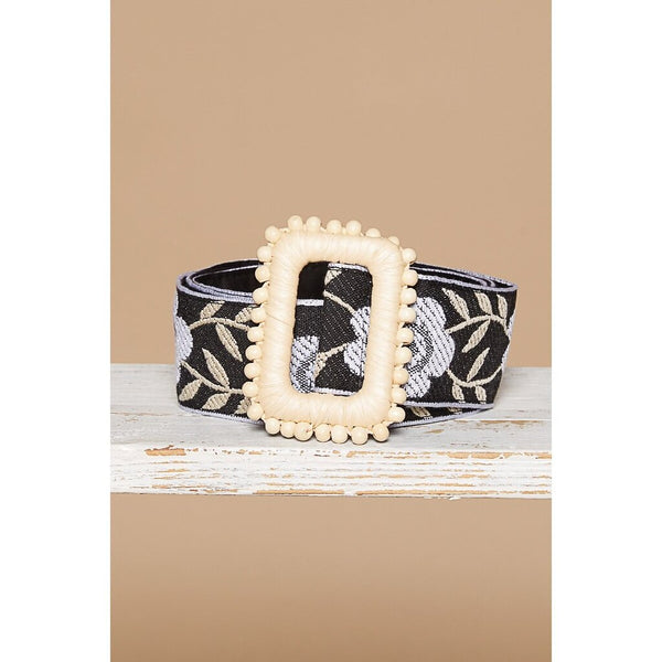 Sqaure Buckle Floral Belt