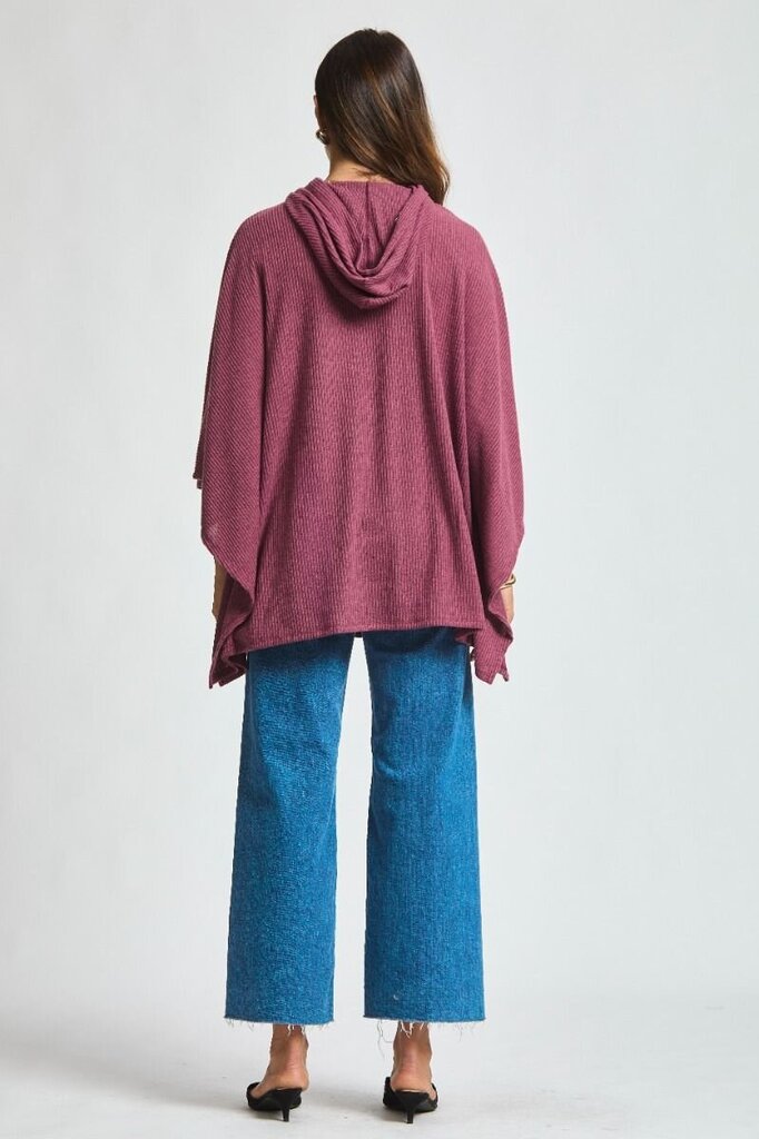 Ribbed Hooded Poncho