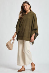 Ribbed Hooded Poncho