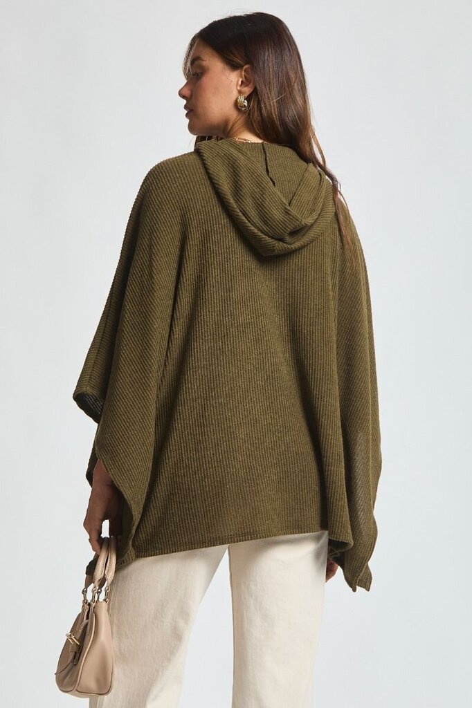 Ribbed Hooded Poncho