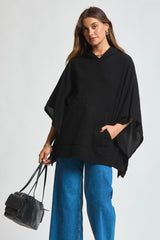 Ribbed Hooded Poncho