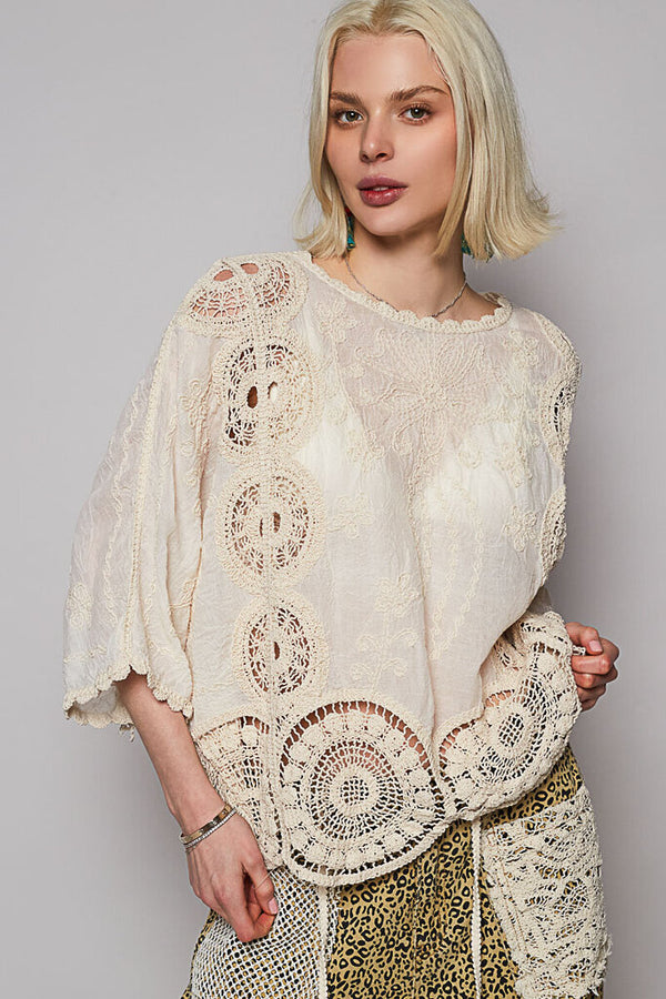 Round Neck Embroidered Blouse