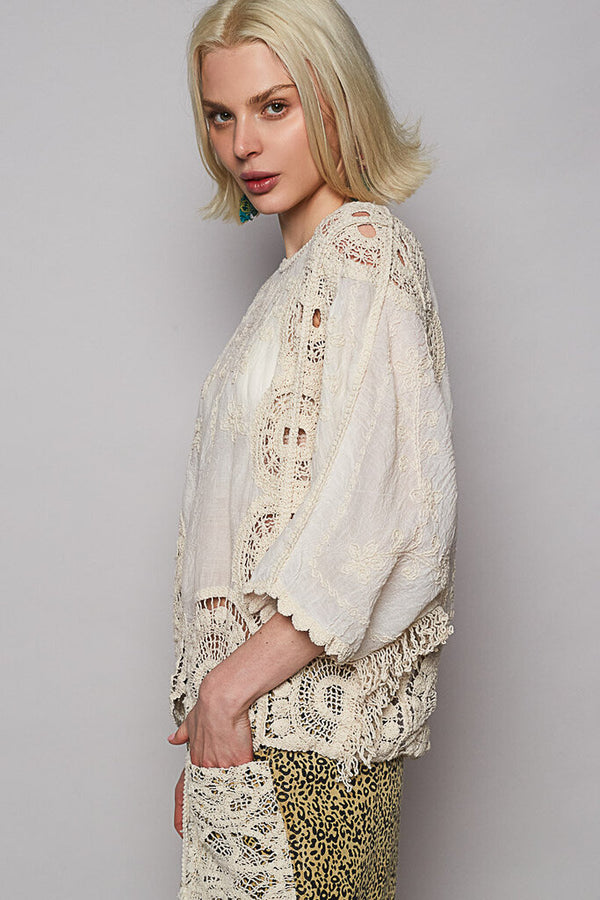 Round Neck Embroidered Blouse