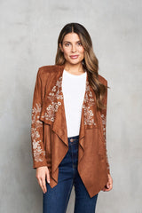 Suede Cascade Jacket With Embroidery