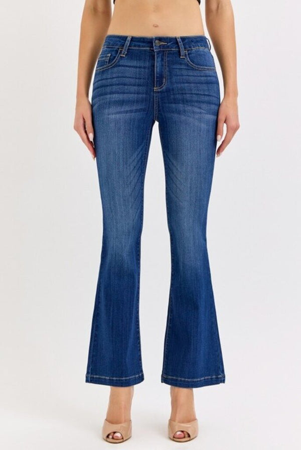 Petite Dark Mid Rise Flare